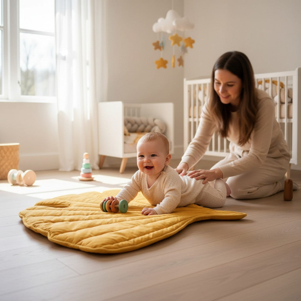 Tapis d'Éveil Feuilles Brodées