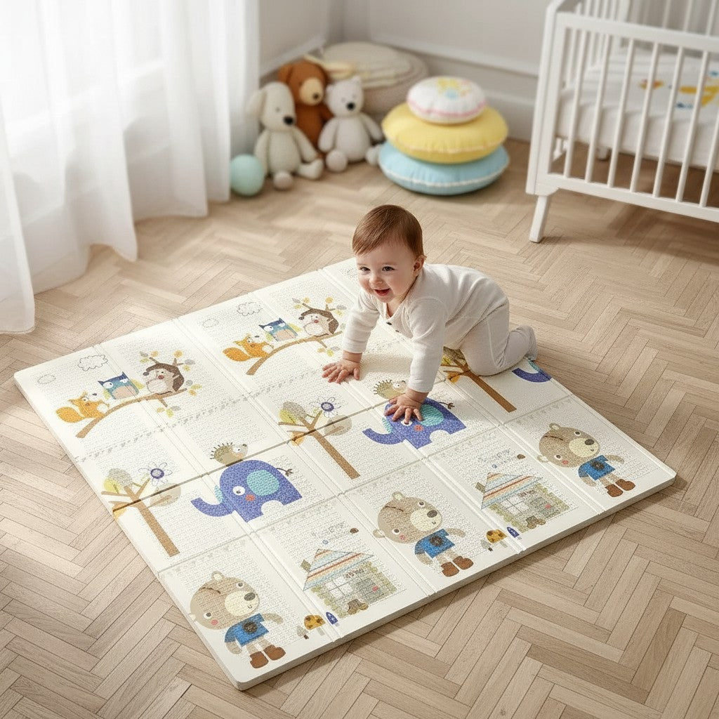 Tapis d'Éveil Doux Jardin pour Parc Bébé
